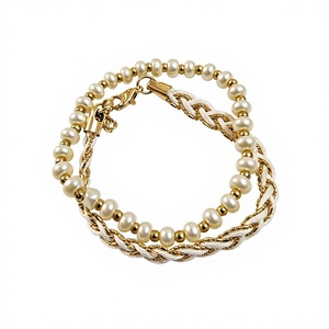 Women's Alloy Gold Plated Imitation Pearl <b>Beaded</b> <b>Bracelet</b> Classic Style Eco-Friendly Fashion Jewelry Gift - Product Image 1