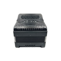 Accordéon professionnel JB3412E, 34 boutons, 12 basses, corps noir mat, grille noire, boutons et registres noirs