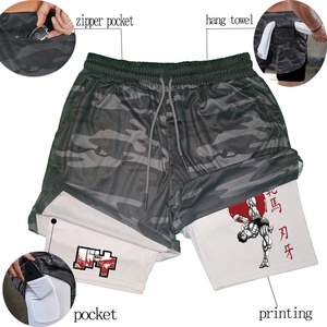 Yujiro <span class=keywords><strong>Baki</strong></span> <span class=keywords><strong>Hanma</strong></span> Pantalones cortos de gimnasio informales para hombre 2 en 1 Pantalones cortos de secado rápido de dos pisos para Fitness Run 13 colores para el verano - Product Image 4