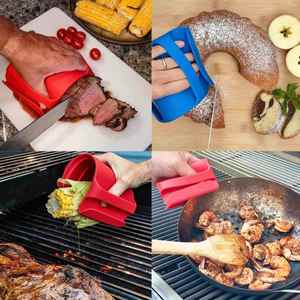 Maniques de cuisine en silicone personnalisables avec logo, résistantes à la chaleur et aux coupures, antidérapantes, et pince alimentaire pour barbecue, cuisson et pâtisserie - Product Image 4