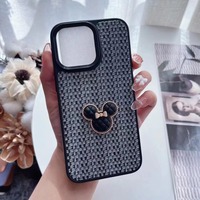 Coque de protection en cuir coloré motif ours pour iPhone 11 12 13 14 15 16 17 18 Pro Max et Samsung