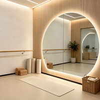Miroir mural décoratif sans cadre en verre demi-cercle, moderne, avec éclairage LED mural, 3 températures de couleur, interrupteur tactile