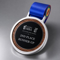 Médaille de récompense personnalisée en bois de noyer massif et métal avec ruban pour les places 1ère, 2ème et 3ème et la reconnaissance d'entreprise