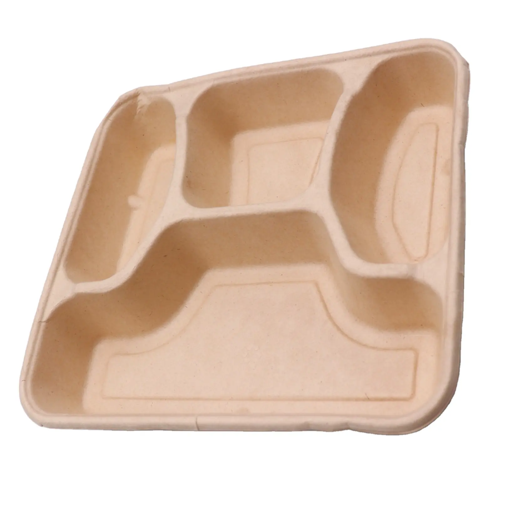 피크닉 식품 포장을위한 도매 파티션 크래프트 종이 상자 식용 일회용 플라스틱 상자