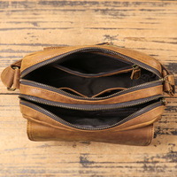 Bolso de Hombro de Cuero Genuino Personalizado para Hombre, Bolso de Mensajero Moderno Transfronterizo, Diseño Casual, Gran Capacidad, Cierre de Poliéster
