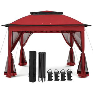 Gazebo Metálico para Jardín, Carpa de Fiesta con Cortina de Red, Gazebo de Dos Niveles con Techo Blando Premium, Cenadores, Pérgolas - Product Image 5