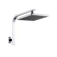 Filigrane accessoires de salle de bain bras de douche mural en acier inoxydable noir pomme de douche carrée à pluie de 8 pouces