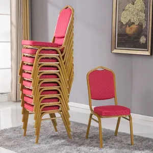 מכירה חמה זהב אדום בד מתכת לערום אירוע חתונה כסאות כנסים אלומיניום vip אולם כיסא אירועים לאירועים משתה