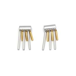 Boucles d'oreilles pendantes tendance en acier inoxydable 316L avec placage or PVD, design moderne durable et résistant - Product Image 1