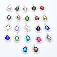 Breloques en forme de goutte d'eau en verre cristal avec base plaquée or et argent, incrustées de strass, pour cadeaux, fabrication de bijoux, sacs, porte-clés, artisanat DIY