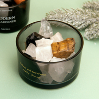 Diffuseur d'arômes écologique en pierre de cristal naturelle, ensemble cannelle-romarin, pot en verre fumé, utilisation 3 mois, parfum d'ambiance pour la maison, décoration de pièce