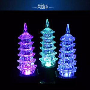 Tour lumineuse en acrylique en forme de pagode de cristal, jouet LED clignotant, jeu de lancer d'anneaux, cadeau pour les places publiques, les vendeurs de rue et les marchés nocturnes - Product Image 4