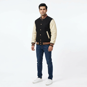 Nouvelle Collection 2026 – Blousons Teddy Homme Tendance avec Broderie Personnalisée sur le Devant, Col Montant, 100% Coton Respirant, Vêtement d'Extérieur Hiver Style Baseball - Product Image 1