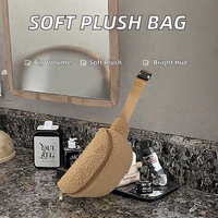 Sac Cosmétique Grande Capacité en Peluche Douce Sherpa Écologique, Fermeture Éclair Durable, Couleurs Vives, pour Femmes - Meilleures Ventes