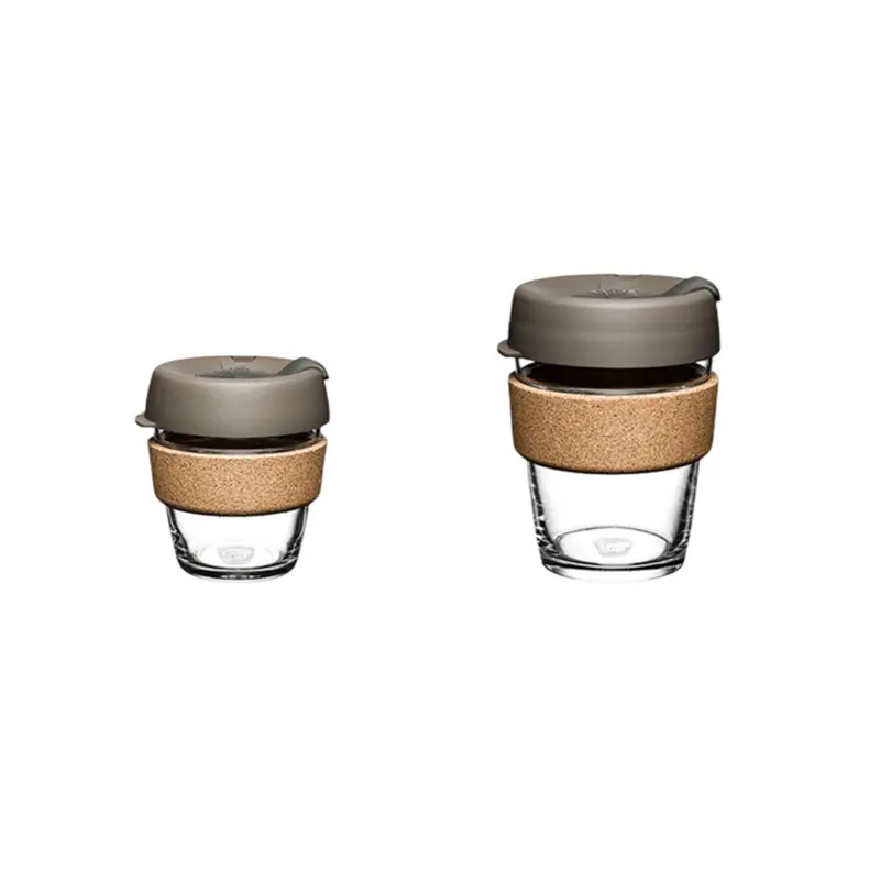 2023 New Creative Different size Coffee Mug glass mug with silicone lid and cork sleeve