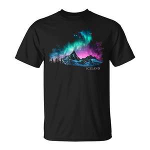T-shirt Iceland Lights, design montagne aurore, souvenirs d'Islande - Product Image 1
