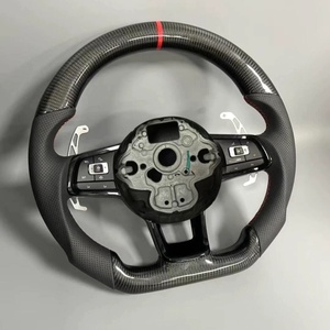Volant en cuir pleine fleur et fibre de carbone pour Volkswagen Mk7 Mk6 Gti Gte <span class=keywords><strong>Gli</strong></span> R-line R Golf7 Golf6 Cc PoloJetta - Product Image 5