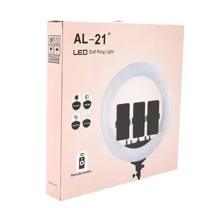 AL21 lampu cincin besar dapat disesuaikan dan penahan ponsel, lampu kamera diode pemancar cahaya swafoto