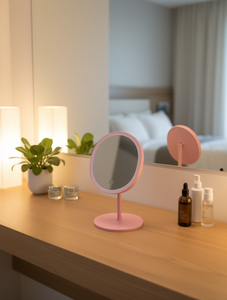 Round Desktop Makeup <b>Mirror</b> <b>Plastic</b> Frame Single Side Beauty Tool - Product Image 2