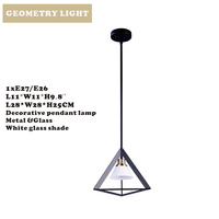 PP24116-1 nouveau E26/E27 douille 110-240V noir mat brosse or métal blanc verre décoratif pendentif lustres lampes suspendues