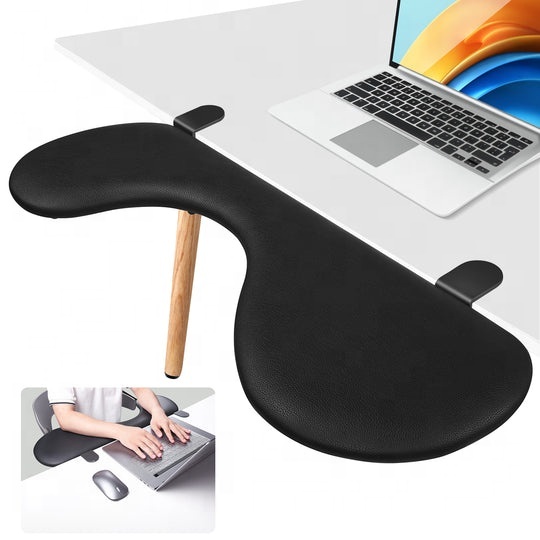 Ergonomic Clamp on Keyboard Tray Desk Extender Foldable Elbow Rest Pad for Desk Armrest Mount Under Desktop Height Adjustment