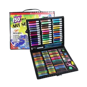 เครื่องเขียนชุดศิลปะสําหรับเด็กจิตรกรรม 150 ชิ้นหลายสี Wax Crayon ดินสอสีวาดเด็กศิลปะและหัตถกรรมชุด