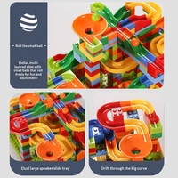 Balok Bangunan Trek Luncur Serbaguna Partikel Kecil, Puzzle Bola Bergulir, Perakitan DIY, Mainan Plastik ABS, Hewan Alam, 0-3 Bulan
