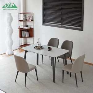 Mesa de comedor moderna de alta gama: Mesa de vidrio templado + patas de madera negra, ahorra espacio y es adecuada para el comedor familiar - Product Image 5