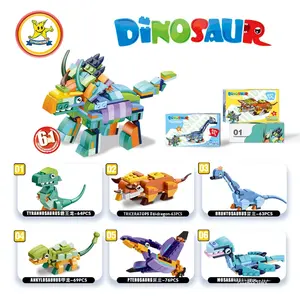 Ramah lingkungan dinosaurus batang blok bangunan 6-in-1 perakitan Set pendidikan konstruksi mainan Model untuk 5 sampai 7 tahun - Product Image 6