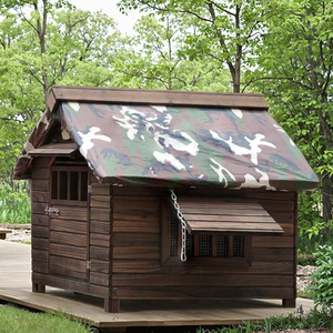 Nichoir extérieur de luxe moderne toutes saisons pour grand chien, imperméable, en bois, avec fermeture à bouton, design animalier solide, OEM - Product Image 4