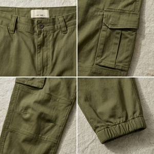 Wholesale <b>Men</b> Olive Green <b>Cargo</b> Pants Elastic Cuff Multi Pocket Tactical Streetwear <b>Joggers</b> OEM Custom Logo TKAN153D - Product Image 3