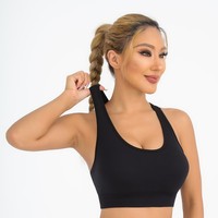 Soutien-gorge de sport personnalisé pour femme adulte, maintien élevé, antichoc, en Spandex/Nylon, couleur unie, avec rembourrage, bretelles croisées et effet push-up