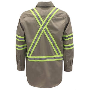 Camisas de Alta Visibilidad Resistentes al Fuego de 7.5 oz con Cinta Reflectante para Soldadores y Montadores al por Mayor - Product Image 5