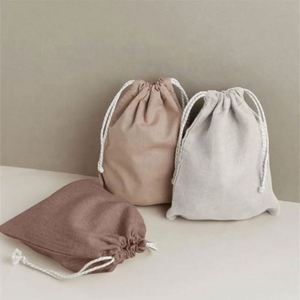 Wholesale Traveling Small Gift Storage Cotton Canvas <b>Pouch</b> Packaging <b>Drawstring</b> Jewelry Bag With Logo Custom - Product Image 4
