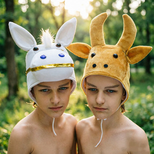 Chapeaux de tête de taureau de dessin animé, chapeaux de tête de <span class=keywords><strong>cheval</strong></span> blanc, accessoires de performance d'Halloween pour enfants, couvre-chefs pour festival parent-enfant - Product Image 5
