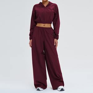 Ensemble 2 pièces pour femmes, protection solaire UPF50+, veste coupe-vent courte et pantalon large, survêtement décontracté - Product Image 5