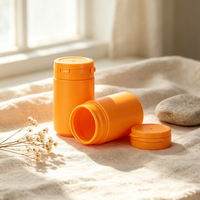 Flacon à pilules en HDPE orange avec couvercle à clapet détachable, vide, pour vitamines, capsules, comprimés, compléments alimentaires