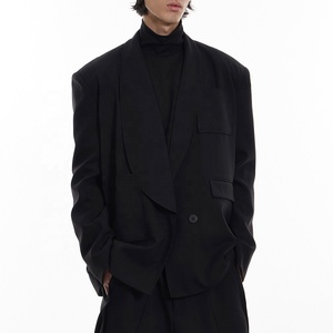 Weisilili OEM ODM <span class=keywords><strong>Blazer</strong></span> Nero <span class=keywords><strong>Oversize</strong></span> di Alta Qualità per <span class=keywords><strong>Uomo</strong></span>, Design alla Moda in Cotone con Spalline Personalizzate - Product Image 1