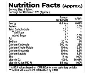 Venta a granel de calcio 4X, tabletas de calcio de calidad superior para adultos y adolescentes, vitaminas con soporte para articulaciones, proveedor de Nutricore - Product Image 2