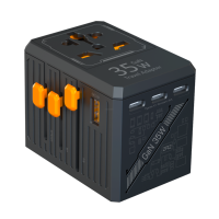 Chargeur rapide universel 35W 10A USB-C PD avec adaptateur de voyage et prises US/AUS/EU/UK pour une utilisation mondiale