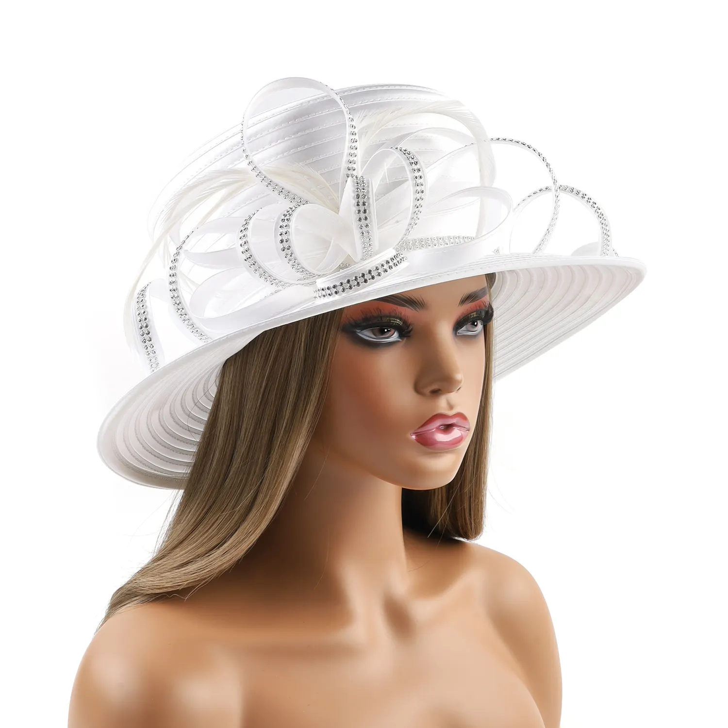 Женская шляпа из атласной ткани