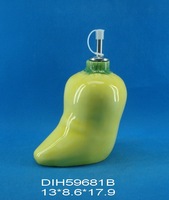 Bouteille d'huile en forme d'ananas en céramique peinte à la main