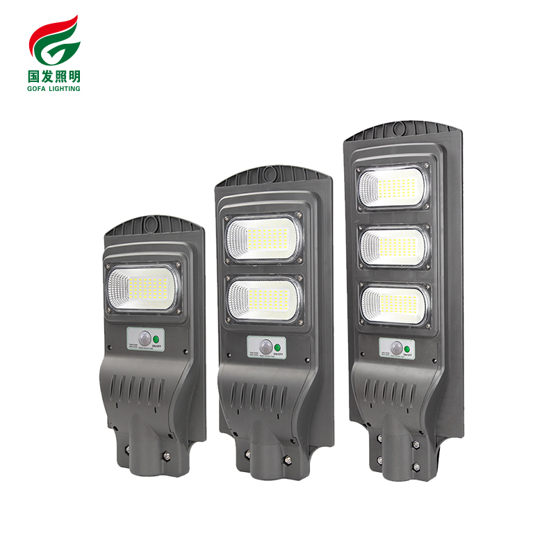 Ip65 impermeable al aire libre diseño Solar integrado Luz de jardín 60W integrado Sensor jardín todo en una luz de calle Solar llevada