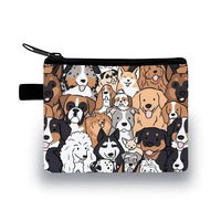 Monederos de mezclilla con diseño de animales de dibujos animados, bolsas de almacenamiento multiusos con cremallera