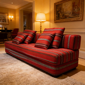 Divano Letto Pieghevole Vintage Etnico Jacquard per Piccoli Soggiorni, Stile Moderno Mid-Century - Product Image 4