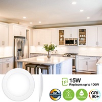 Plafonnier LED encastré moderne en métal de 5/6 pouces 15W, CCT sélectionnable 3000K/4000K/5000K, intensité réglable
