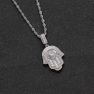 CN244 <span class=keywords><strong>Collana</strong></span> Unisex Placcata Oro con Catena a Corda in Ottone e <span class=keywords><strong>Ciondolo</strong></span> CZ, Gioiello Hip Hop Trendy con Zirconi Cubici, Regalo Bling Bling - Product Image 4