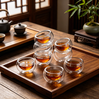 Ensemble de tasses à thé en verre à double paroi de style minimaliste élégant, tasses transparentes isolées thermiquement pour le thé, les boissons chaudes SUNPRO