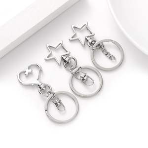 Porte-clés en forme de cœur, étoile à cinq branches, fermoir à homard, anneau de clé séparé, porte-clés, fournitures de bricolage, fabrication de bijoux, matériel en étoile argentée - Product Image 6