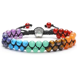 Braccialetto in pietra naturale con perline 6MM braccialetto da 7 Chakra con significato per uomini e donne che guariscono l'ansia gioielli Yoga braccialetto di meditazione